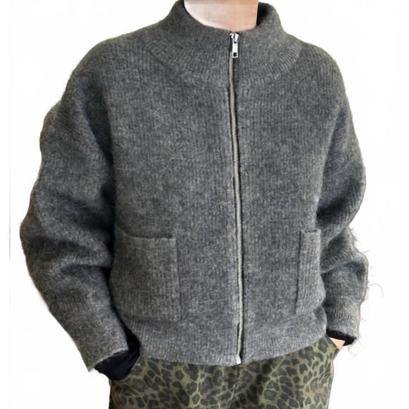 NEW LE BON SHOPPE alpaca zip front jacket in charcoal - Picture 1 of 3